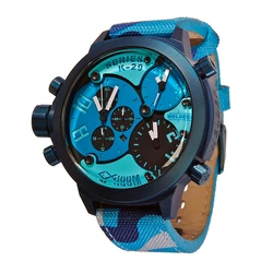 Welder Men's 53mm Quartz Watch with Blue Metal Bracelet K29-8006