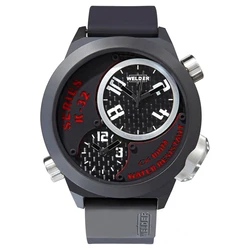 Welder Men's Analog Quartz Watch 50mm K32-9201 - Grey Rubber Strap, Black Case