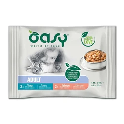 Oasy Wet Food for Adult Cats Sachets with Fish, Salmon and Tuna 4x85g