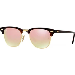Ray Ban Clubmaster RB3016 Unisex Sunglasses Brown Tortoise Frame with Pink Gradient Mirror Lens