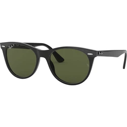 Ray Ban Wayfarer II Unisex Sunglasses Black Acetate Frame Green Polarized Lens RB2185 901/58
