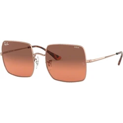 Ray Ban Square Women's Sunglasses - Pink Gold Metal Frame, Red Lens (RB1971 9151/AA)