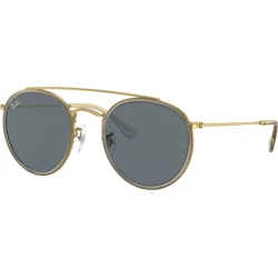 Ray Ban Round Double Bridge Unisex Γυαλιά Ηλίου Χρυσό Μεταλλικό Σκελετό Μπλε Φακοί RB3647N 9210R5 (51/22/145)