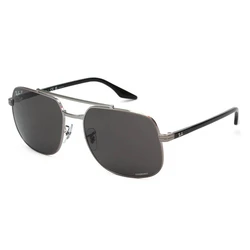 Ray Ban Unisex Sunglasses RB3699 004/K8 — Grey Metal Frame, Grey Polarized Lens, Size 56/18/145