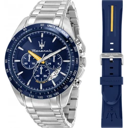 Maserati Men's Watch 45mm Chronograph Battery R8871612039 Silver Stainless Steel Bracelet Blue Dial