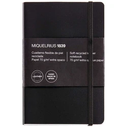 Miquelrius LEATHER1839 Notebook 104 x 150 mm - Squared 5 mm (Graph), 300 pages, Black