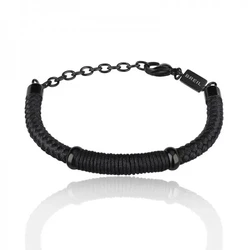 Breil Men's Bracelet TJ2782 20cm - Black Element, Fabric Bracelet, Pressure Clasp