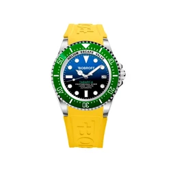 Bobroff Ανδρικό Αυτόματο Ρολόι 44mm με Κίτρινο Σιλικόνης Λουράκι και Μπλε Καντράν