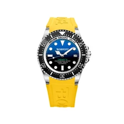 Bobroff Ανδρικό Ρολόι BF0003-BFSTA 44mm — Κίτρινο Σιλικόνης Λουράκι, Μπλε Καντράν