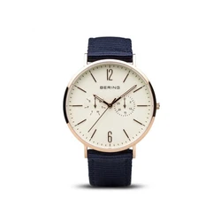 Bering Men's Quartz 40mm Watch with Blue Fabric Strap - Model 14240-864B