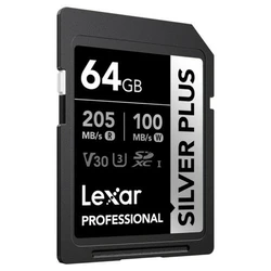 Κάρτα μνήμης Lexar Professional Silver Plus 64GB SDXC UHS-I U3 V30 205MB/s