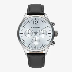 Radiant Men's Watch RA641703 43mm Quartz Grey Dial Black Leather Strap
