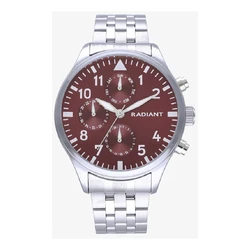 Radiant Men's Watch RA612708 — 43mm Quartz, Red Dial, Silver/Grey Stainless Steel Bracelet