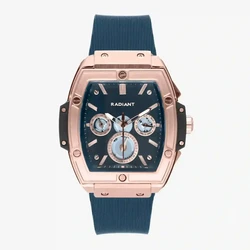 Radiant Men's Watch RA655204 (42 mm) - Blue Silicone Strap, Pink Metal Case