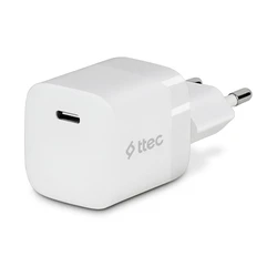 TTEC SmartCharger GaN 30W PD USB-C Travel Fast Charger White