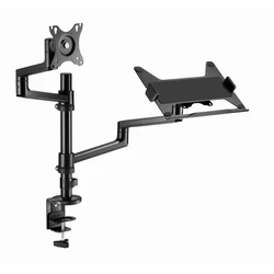 Gembird MA-DA-04 Dual Monitor Mount with Notebook Tray (Black)