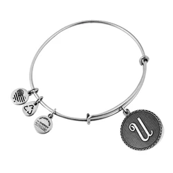 Women's Bracelet 25cm A08EB91US - Alex and Ani (Metal, Grey, 'U' Charm)