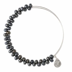 Alex and Ani Women's Bracelet BBEB138S — 20 cm, Metal bracelet with gray/black stone, adjustable