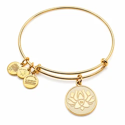 Alex and Ani Women's Gold-Tone Lotus (Flower) Bracelet 20 cm - Model A14EB54YG