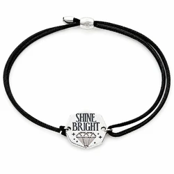 Βραχιόλι Alex and Ani 20 cm (A17KCSBS) - Unisex Νάιλον Μαύρο