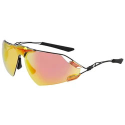 Nike Men's Sunglasses ZEUSEDGEEEV24 – Black Metal Frame, Orange Mirror Lens