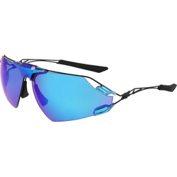 Nike Men's Sunglasses ZEUS EDGE EV240 – Black Metal Frame, Blue Mirror Lenses