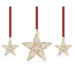 Annual Edition Festive Hanging Crystal Star Ornament Gold 10 cm - Swarovski