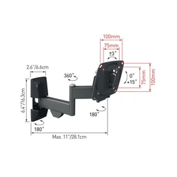Βάση Τηλεόρασης Τοίχου Barkan E140.B 13" - 29" με Διπλό Βραχίονα και Κλίση