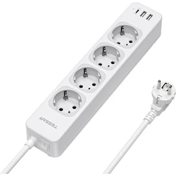 Tessan Smart Πολύπριζο Ασφαλείας 4 Θέσεων με Καλώδιο 2m TS-307-C (Λευκό)