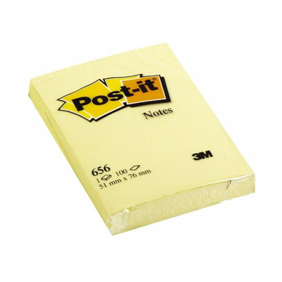 Product Αυτοκόλλητα Χαρτάκια 3M Post-it 76 x 51 mm (Κίτρινα) (100 Φύλλα) (656GE) base image