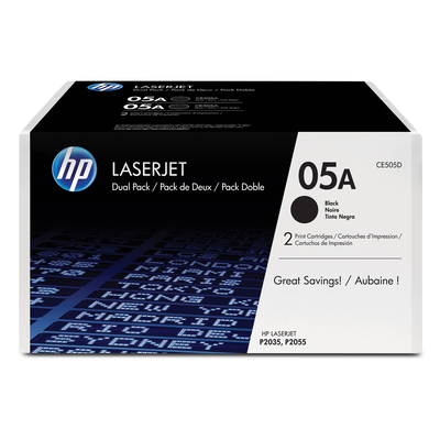 Product Toner HP TONERCART. LJ P2035/2055 BLACK DUAL PACK (CE505D) base image