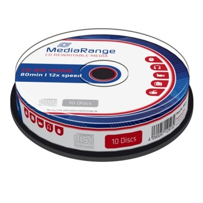 Product CD-RW MediaRange 80' 700MB 12x Cake Box x 10 (MR235) base image