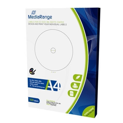 Product Αυτοκόλλητες Ετικέτες CD/DVD/BD MediaRange Labels for 15-118mm Matte (100 Pack) base image