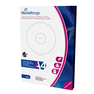 Product Αυτοκόλλητες Ετικέτες CD/DVD/BD MediaRange Labels for 41-118mm Matte (100 Pack) base image