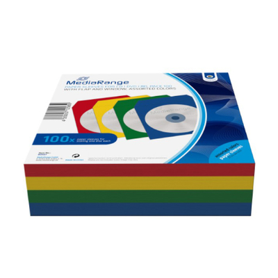 Product Θήκη CD/DVD MediaRange Paper Sleeves for 1 Disc Assorted Colours 100 Pack (MRBOX67) base image