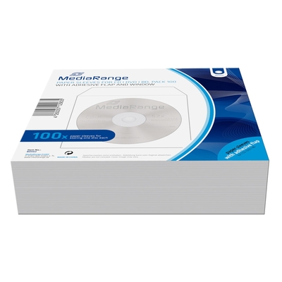 Product Θήκη CD/DVD MediaRange Paper Sleeves for 1 Disc White 100 Pack (MRBOX62) base image