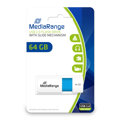 Product USB Flash 64GB MediaRange 2.0 color edition, light blue, (MR974) base image