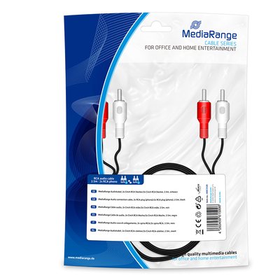 Product Καλώδιο RCA MediaRange 2x plug (phono)/2x RCA plug (phono), 2.5m, black base image