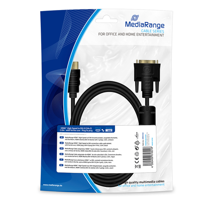 Product Καλώδιο HDMI MediaRange HDMI to DVI gold-plated, plug /DVI-D plug (24+1 Pin), 2.0m, black base image