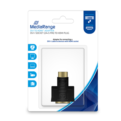 Product Αντάπτορας DVI MediaRange to HDMI gold-plated, DVI-I (24+5 Pin)/HDMI plug, black base image