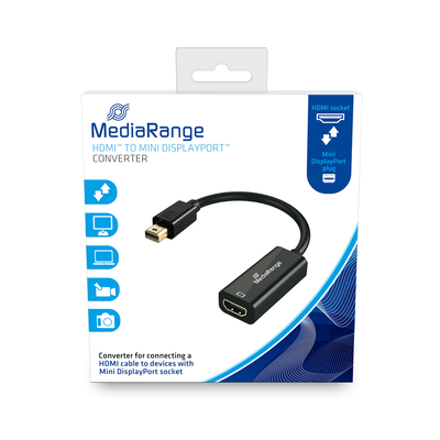 Product Αντάπτορας HDMI MediaRange to Mini DisplayPort converter, gold-plated, 15cm, black base image