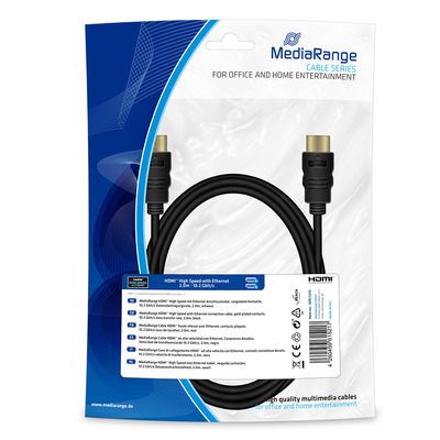Product Καλώδιο HDMI MediaRange gold-plated contacts, 2.0m, black (MRCS210) base image