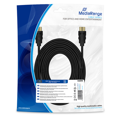 Product Καλώδιο HDMI MediaRange High Speed, gold-plated contacts, 10.0m, black base image
