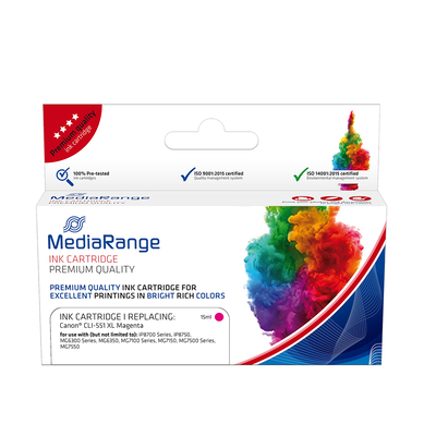 Product Μελάνι Συμβατό Inkjet MediaRange για Εκτυπωτές Canon (Magenta) (CLI-551MXL) base image
