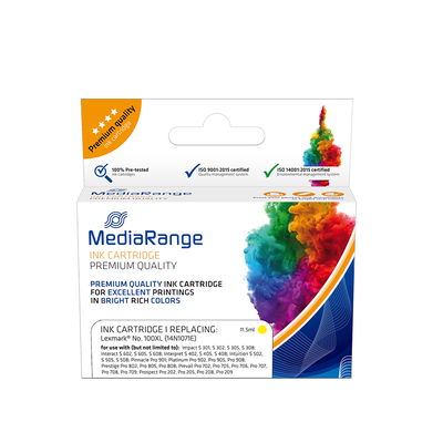 Product Μελάνι Συμβατό Inkjet MediaRange για Εκτυπωτές Lexmark No.100XL (Yellow) (14N1071E) base image
