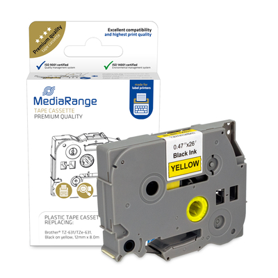 Product Πλαστική Ταινία Ετικετογράφου MediaRange (Brother TZ-631/TZe-631) 12 mm x 8 m base image