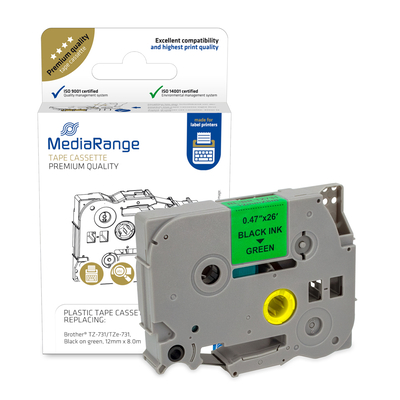 Product Πλαστική Ταινία Ετικετογράφου MediaRange (Brother TZ-731/TZe-731) 12 mm x 8 m base image
