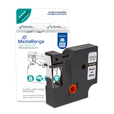 Product Πλαστική Ταινία Ετικετογράφου MediaRange (Dymo D1/45013/S0720530) 12 mm x 7 m base image