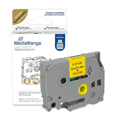 Product Πλαστική Ταινία Ετικετογράφου MediaRange (Brother TZ-621/TZe-621) 9 mm x 8 m base image