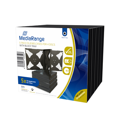 Product Θήκη CD/DVD MediaRange for 4 discs 22mm Black Pack 5 (MRBOX34-4) base image